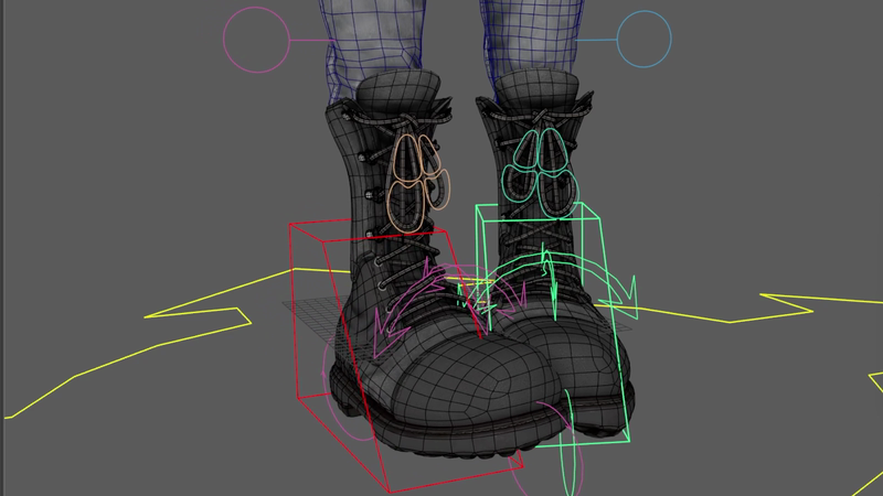 The two boots at their closest: the inner sides flattened against each other.